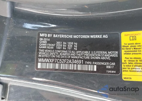 2015 Mini Hardtop Cooper S z USA, uszkodzony, nr VIN WMWXP7C52F2A34691